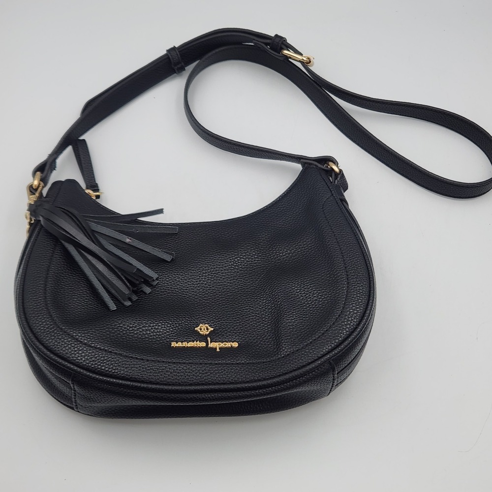 Nanette Lepore Crossbody Purse Black Tassel Gold Tone Small Bag‎